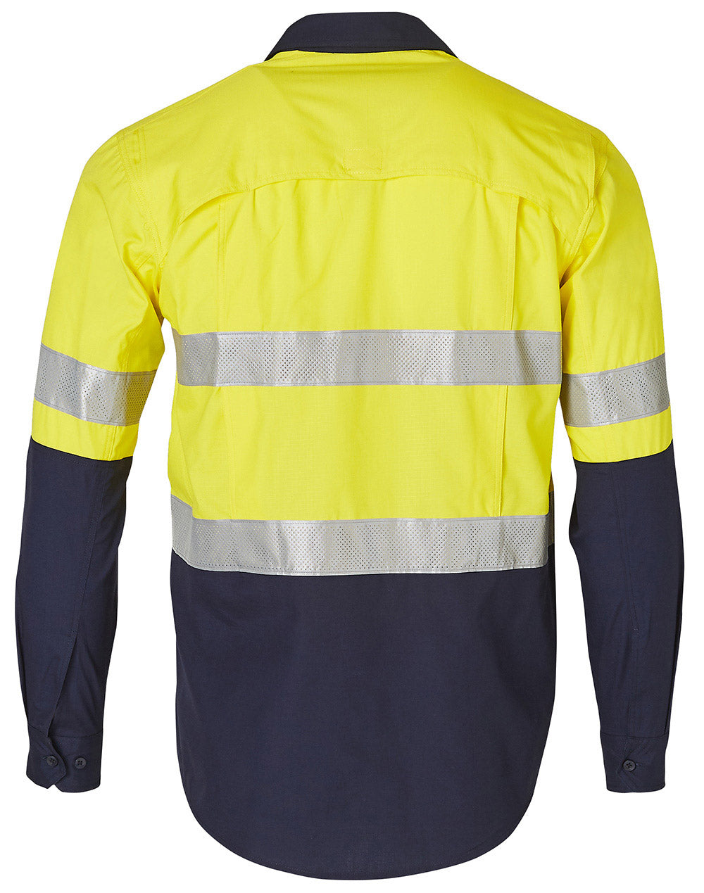 Rip-Stop Long Sleeve Safety Shirt - Yellow Navy