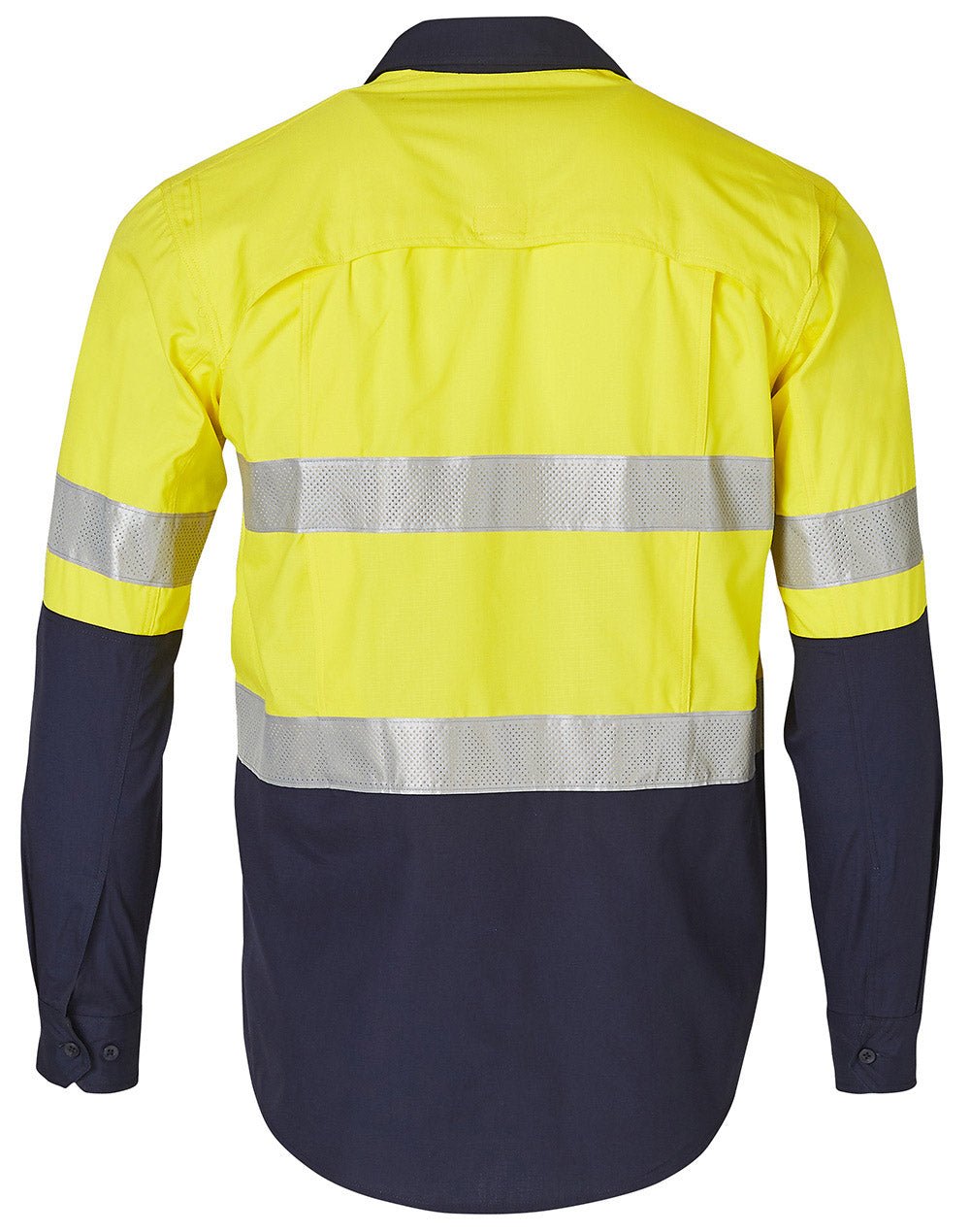 Rip-Stop Long Sleeve Safety Shirt - Yellow Navy
