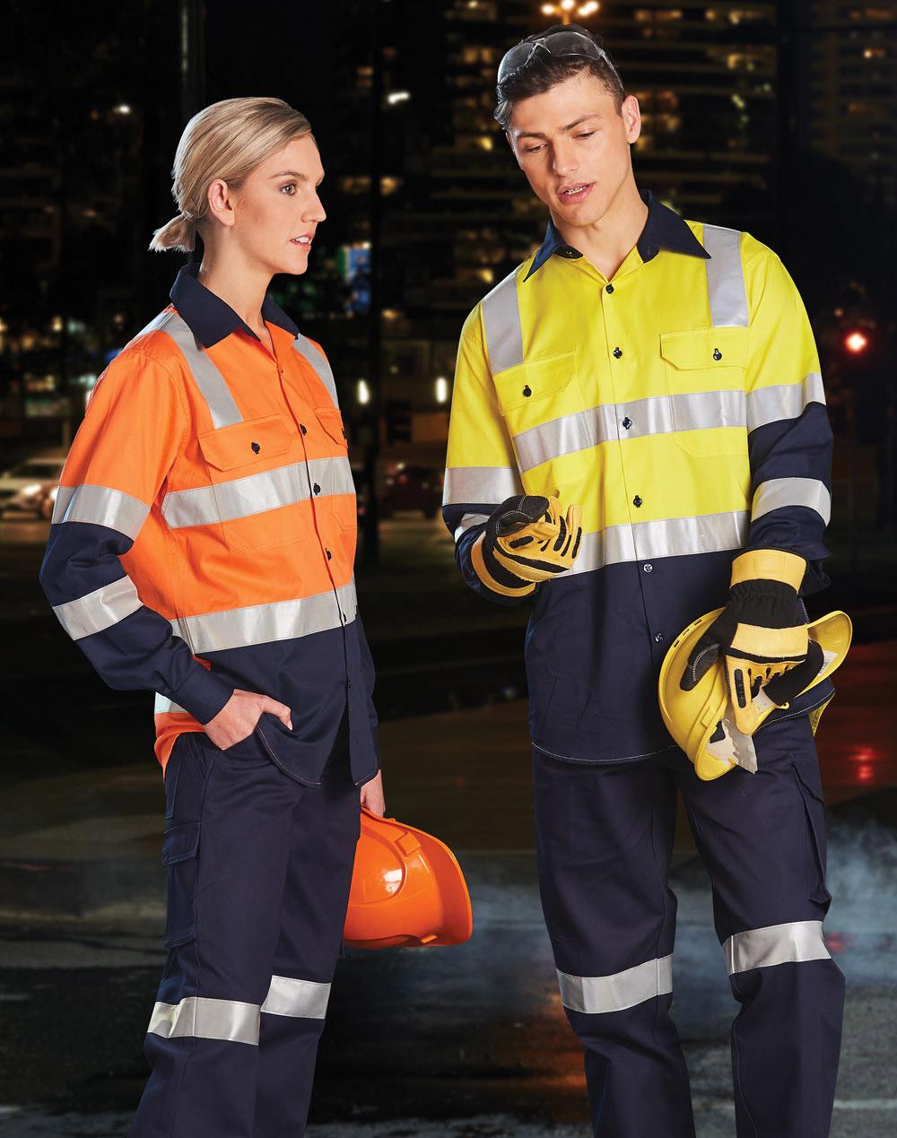 Biomotion Day/Night Light Weight Safety Shirt With X Back Tape Configuration - Orange Navy