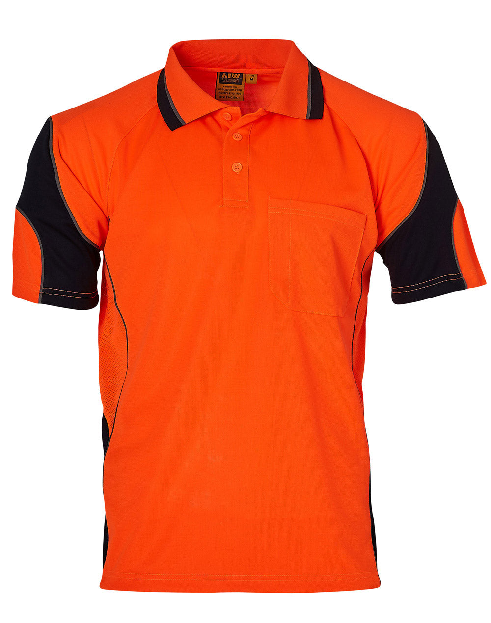 Alliance Short Sleeve Safety Polo - Unisex - Orange Navy