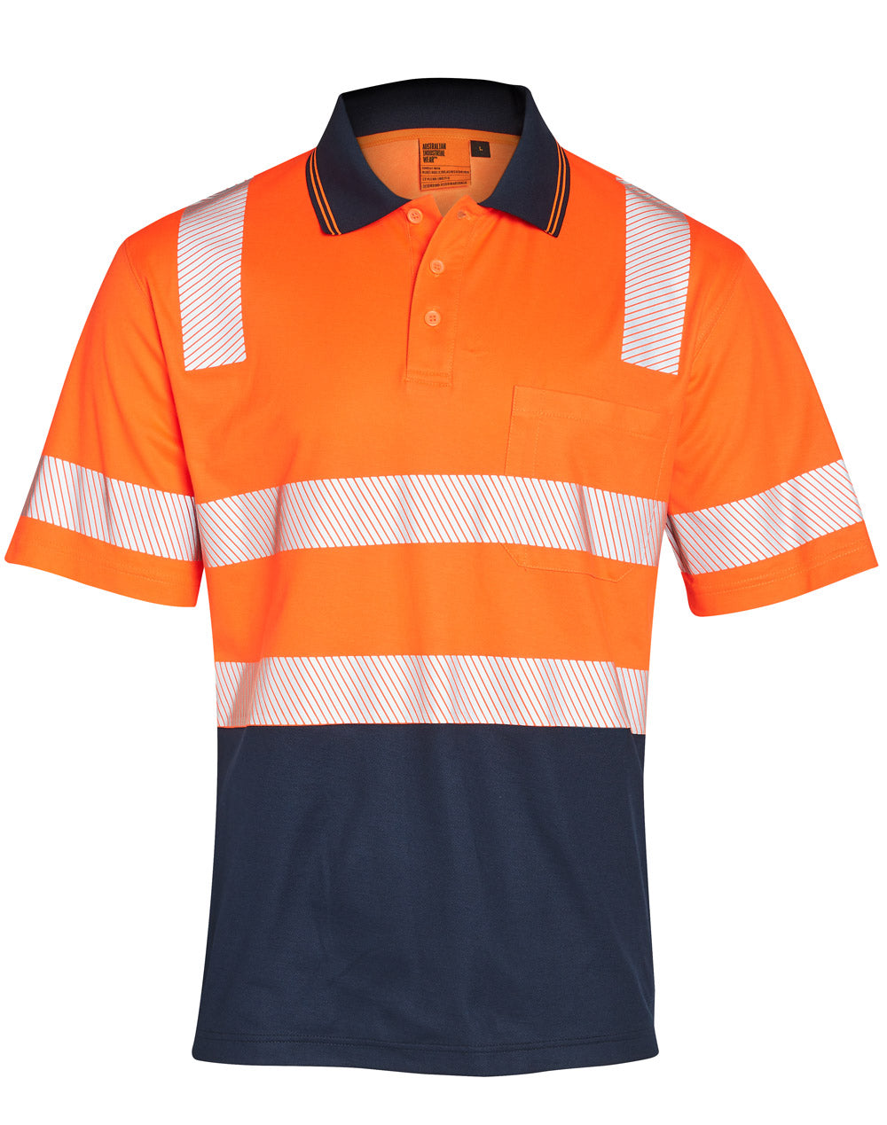 Unisex Truedry® Biomotion Segmented Ss Safety Polo - Orange Navy