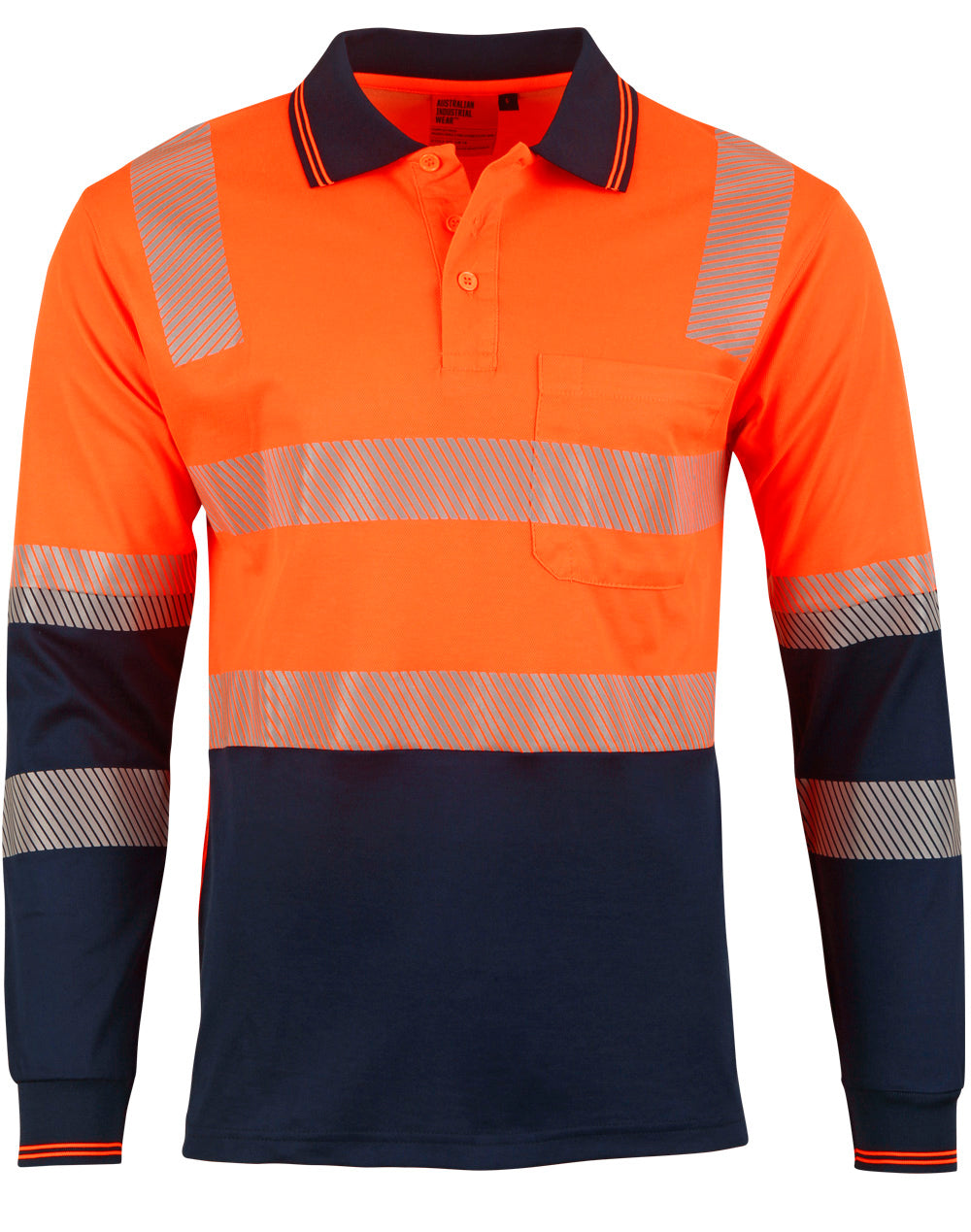 Unisex Truedry® Biomotion Segmented Ls Safety Polo - Orange Navy
