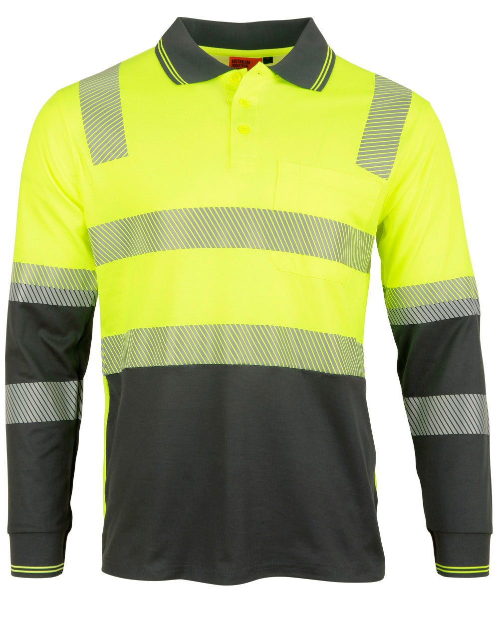 Unisex Truedry® Biomotion Segmented Ls Safety Polo - Yellow Charcoal