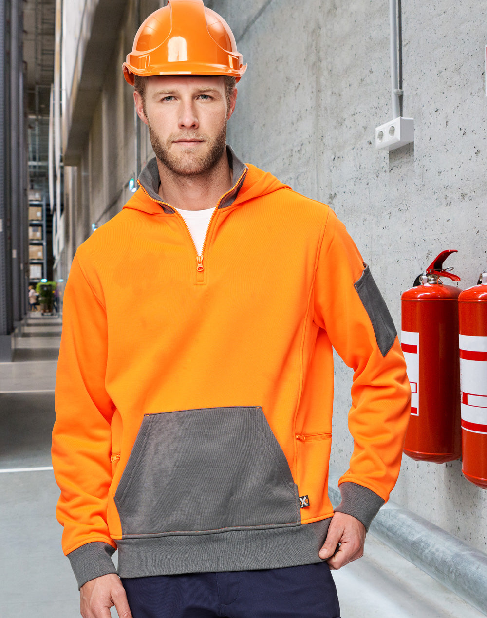 Unisex Hi Vis ¼ Zip Premium Fleece Hoodie