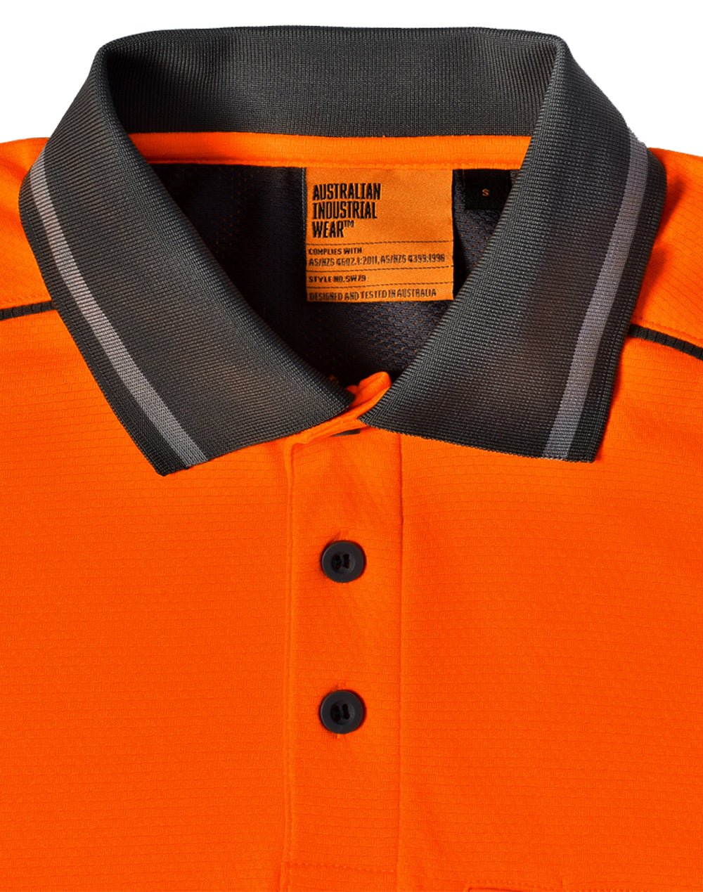 Unisex Hi-Vis Bamboo Charcoal Vented Ss Polo - Orange Ash