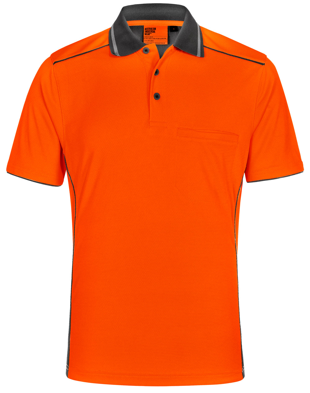Unisex Hi-Vis Bamboo Charcoal Vented Ss Polo - Orange Ash