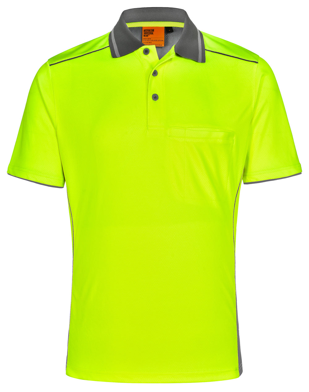 Unisex Hi-Vis Bamboo Charcoal Vented Ss Polo - Yellow Ash