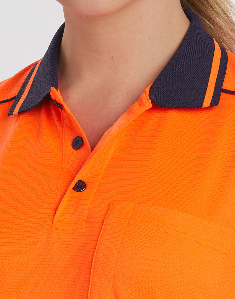 Unisex Hi-Vis Bamboo Charcoal Ss Polo - Orange Navy