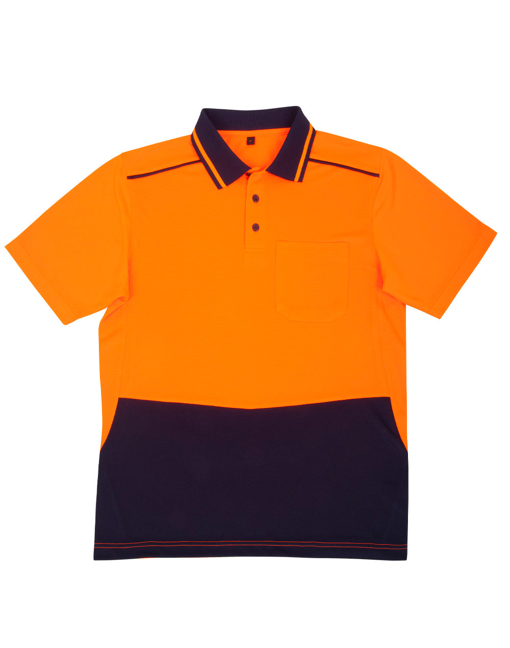 Unisex Hi-Vis Bamboo Charcoal Ss Polo - Orange Navy