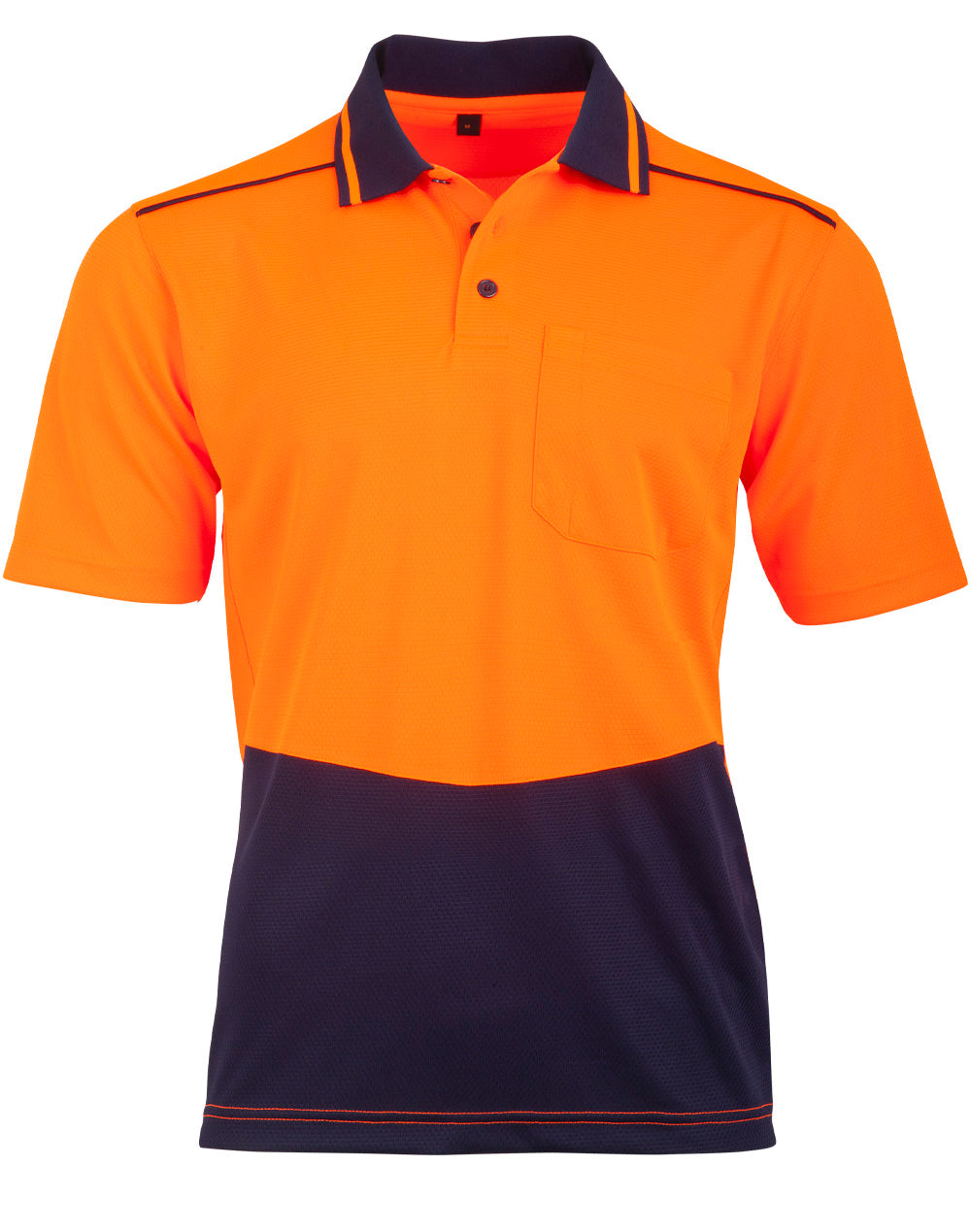 Unisex Hi-Vis Bamboo Charcoal Ss Polo - Orange Navy