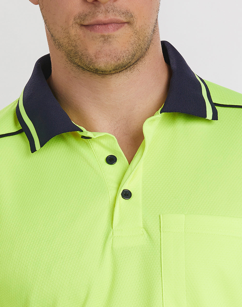 Unisex Hi-Vis Bamboo Charcoal Ss Polo - Yellow Navy