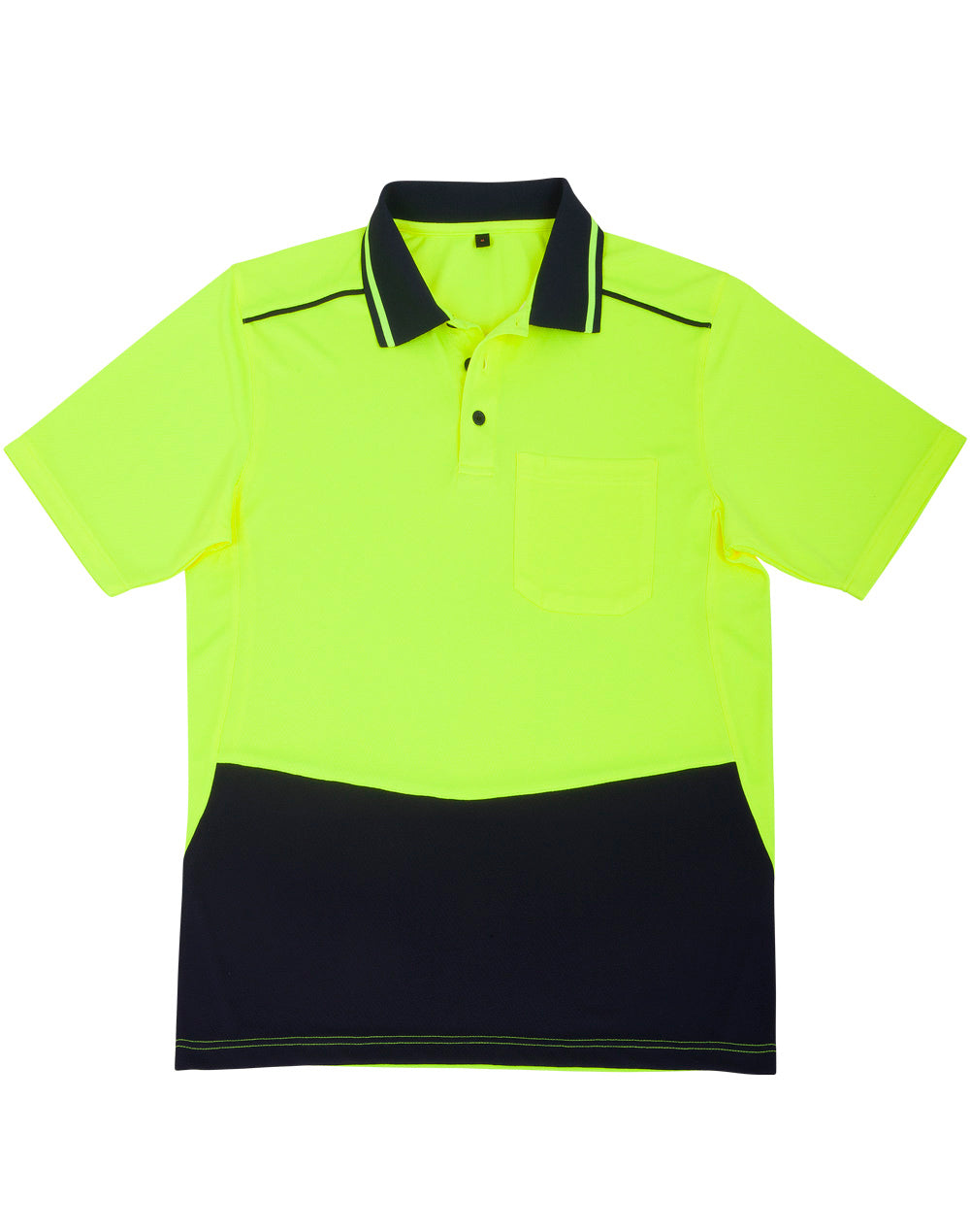 Unisex Hi-Vis Bamboo Charcoal Ss Polo - Yellow Navy