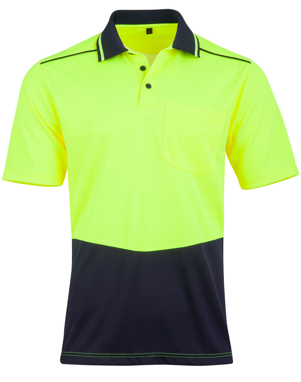 Unisex Hi-Vis Bamboo Charcoal Ss Polo - Yellow Navy