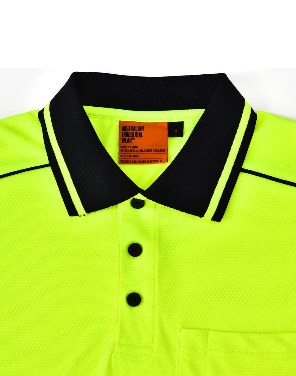 Unisex Hi-Vis Bamboo Charcoal Ss Polo - Yellow Navy