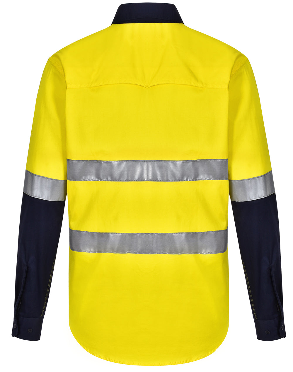 Unisex Hi Vis Cool-Breeze Safety Ls Shirt (Generic Tape) - Yellow Navy