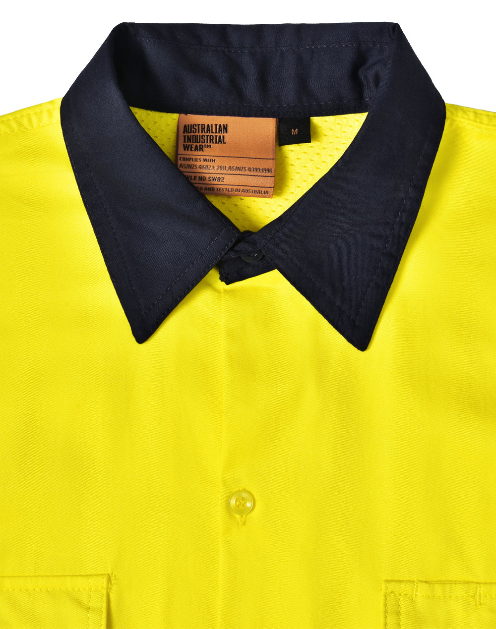 Unisex Hi Vis Cool-Breeze Safety Ls Shirt (Generic Tape) - Yellow Navy