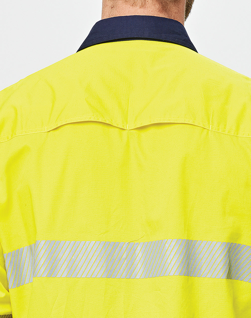 Unisex Hi Vis Cool-Breeze Safety Ls Shirt (Segmented Tape) - Yellow Navy
