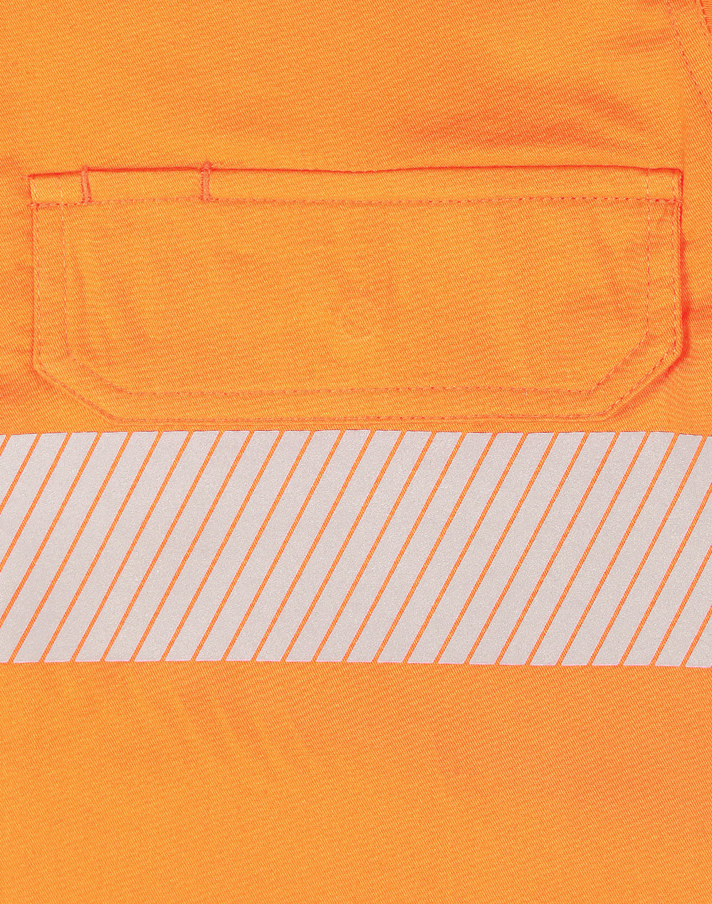 Unisex Hi Vis Cool-Breeze Safety Ls Shirt (Segmented Tape) - Orange Navy