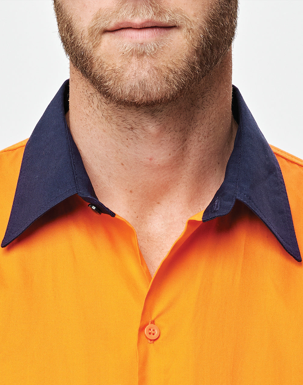 Unisex Hi Vis Cool-Breeze Safety Ls Shirt (Segmented Tape) - Orange Navy