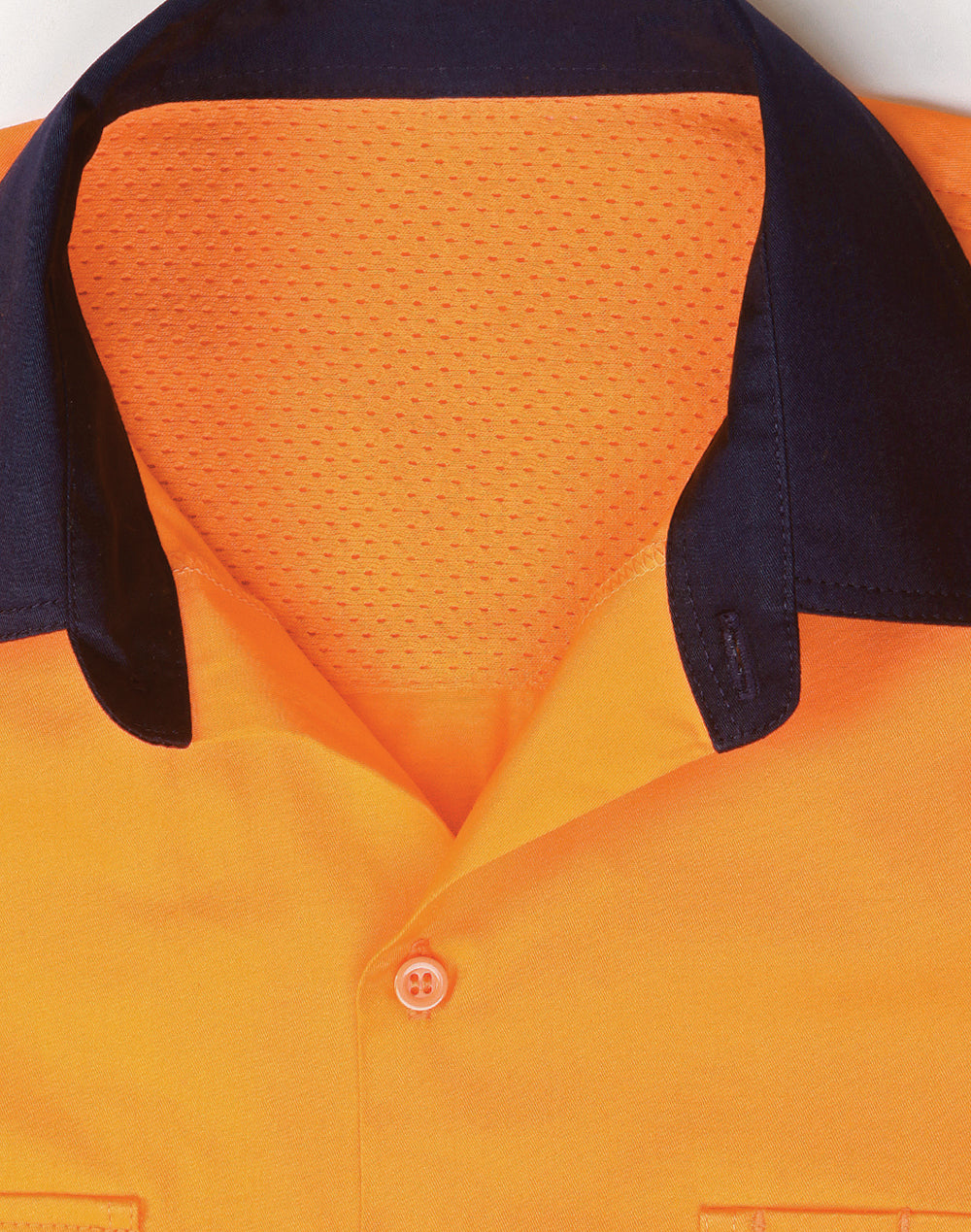 Unisex Hi Vis Cool-Breeze Safety Ls Shirt (Segmented Tape) - Orange Navy