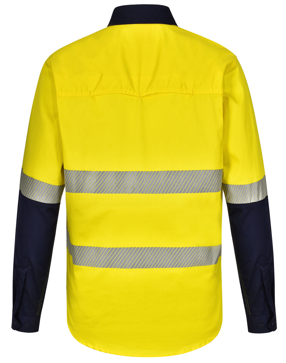 Unisex Hi Vis Cool-Breeze Safety Ls Shirt (Segmented Tape) - Yellow Navy