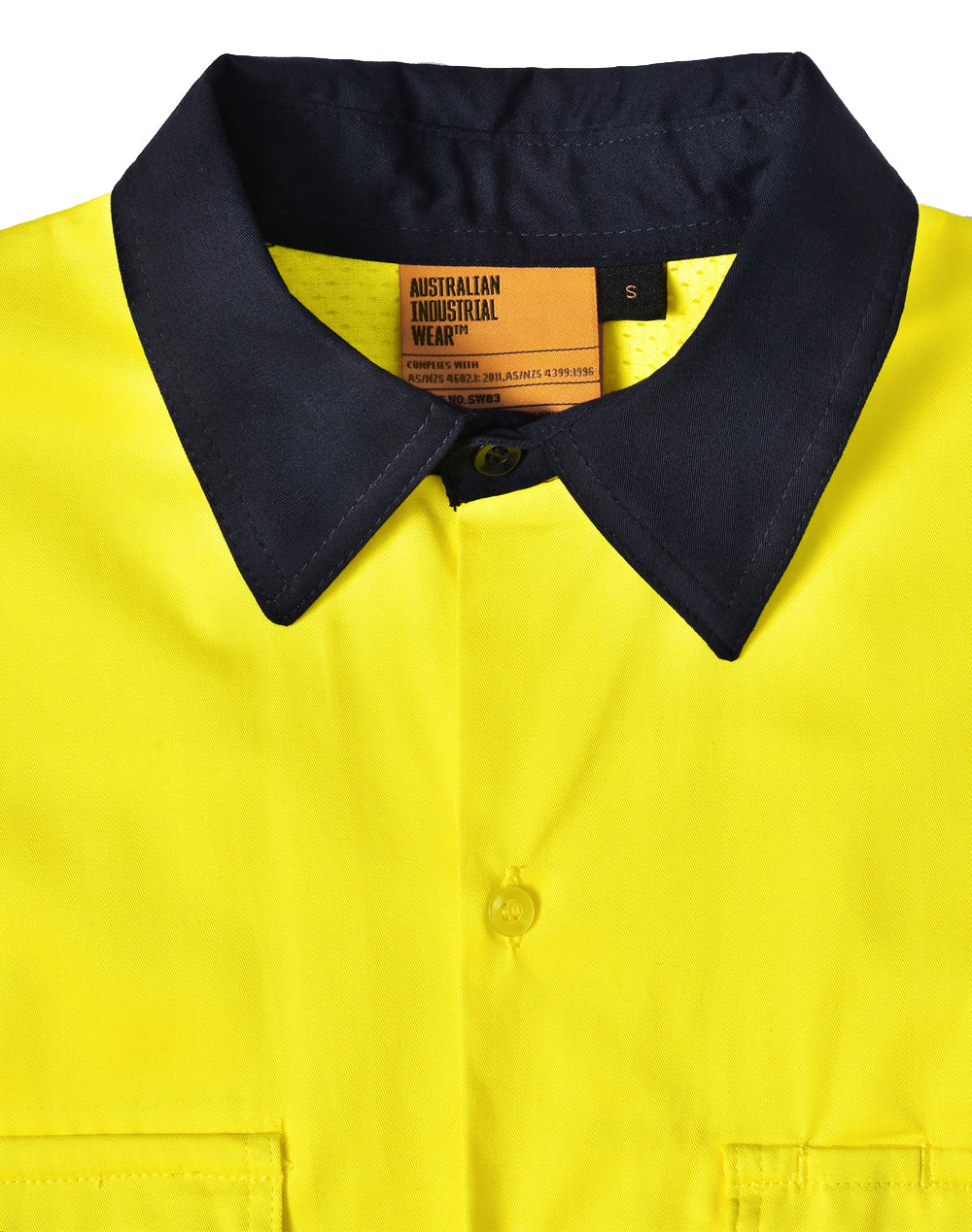 Unisex Hi Vis Cool-Breeze Safety Ls Shirt (Segmented Tape) - Yellow Navy