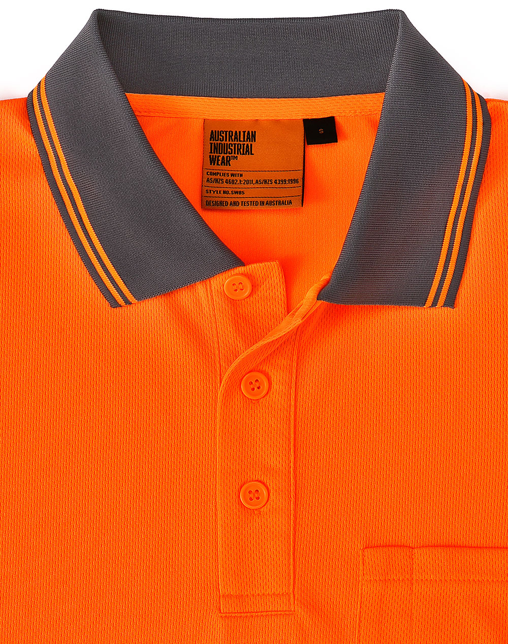 Unisex Cooldry® Segmented Ss Polo - Orange Charcoal