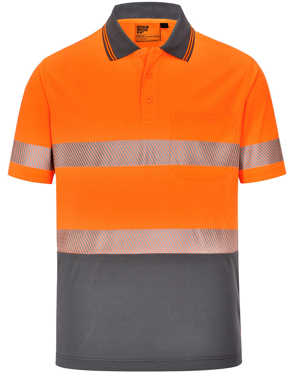 Unisex Cooldry® Segmented Ss Polo - Orange Charcoal