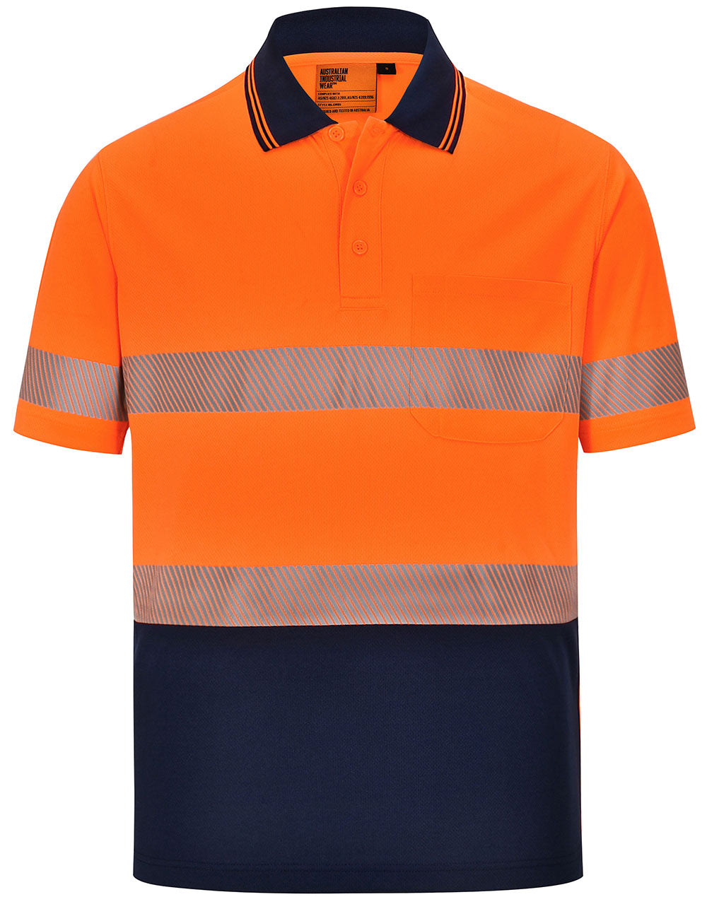 Unisex Cooldry® Segmented Ss Polo - Orange Navy