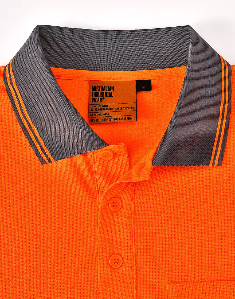 Unisex Cooldry® Segmented Ls Polo - Orange Charcoal