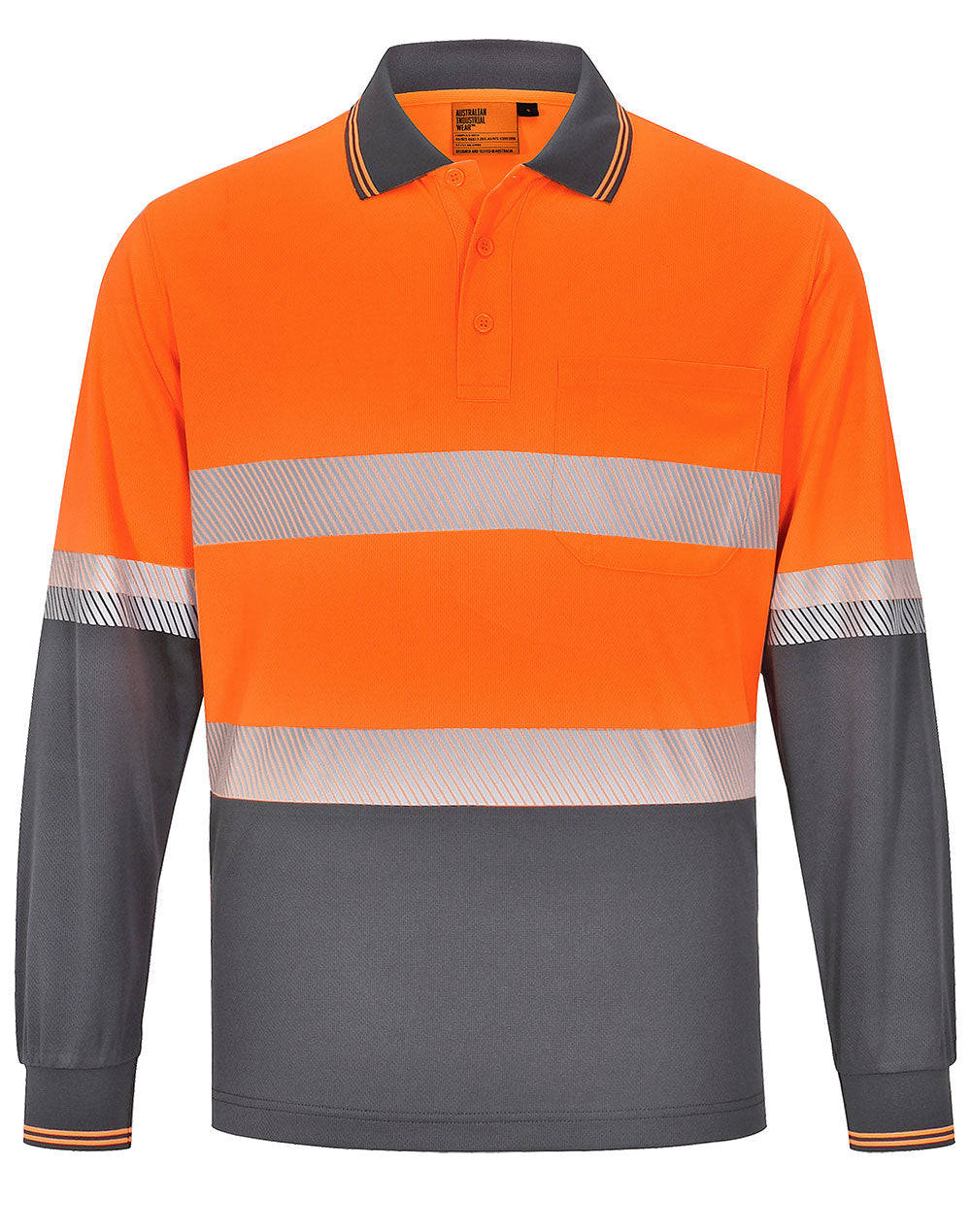 Unisex Cooldry® Segmented Ls Polo - Orange Charcoal