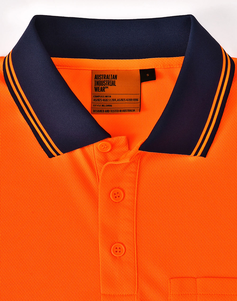 Unisex Cooldry® Segmented Ls Polo - Orange Navy