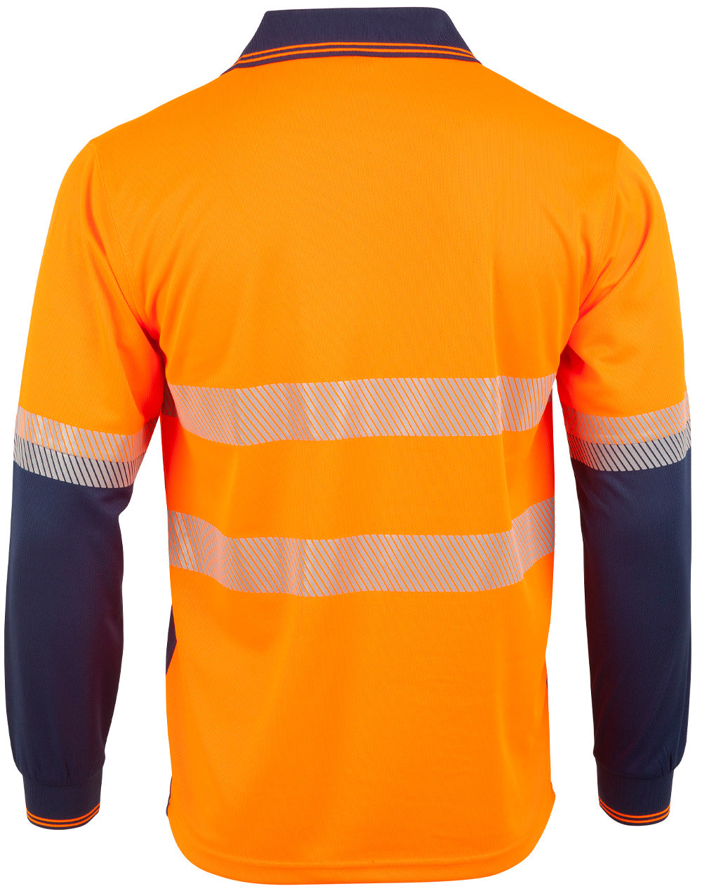 Unisex Cooldry® Segmented Ls Polo - Orange Navy