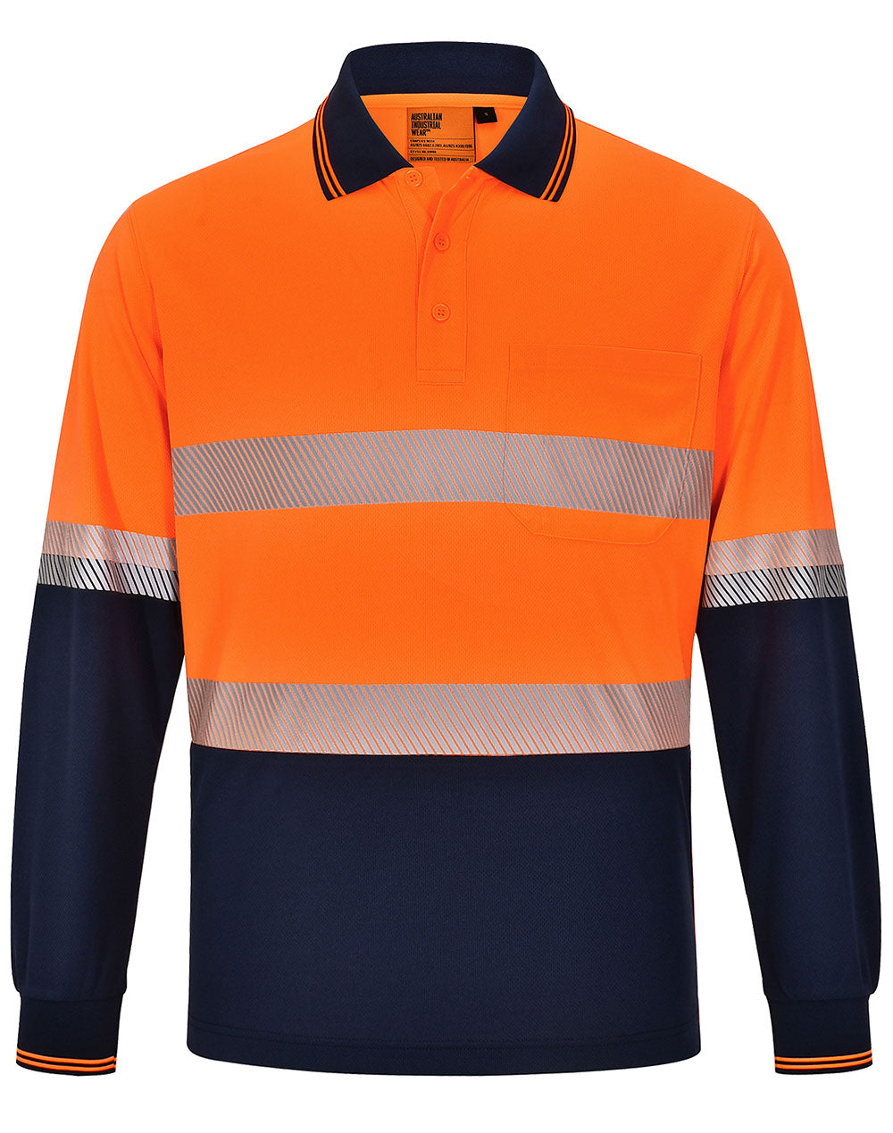 Unisex Cooldry® Segmented Ls Polo - Orange Navy