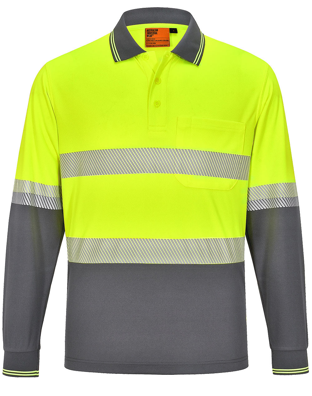 Unisex Cooldry® Segmented Ls Polo - Yellow Charcoal