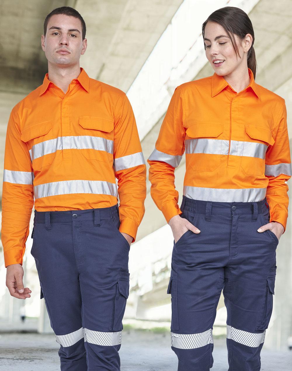 Unisex Hi-Vis Cool Breeze Closed Front Ls Shirt With Perforated Tape