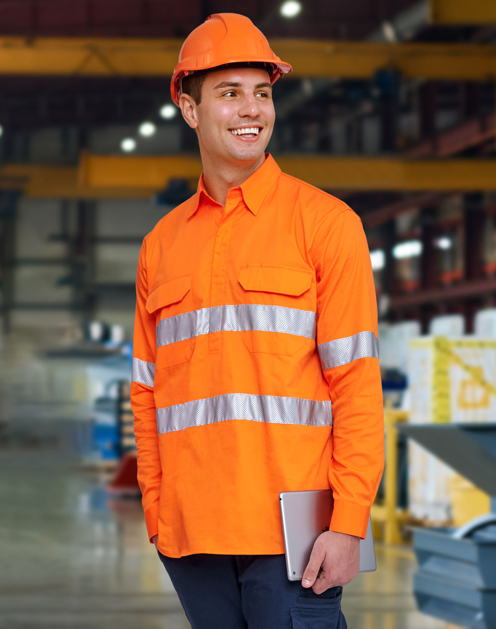 Unisex Hi-Vis Cool Breeze Closed Front Ls Shirt With Perforated Tape