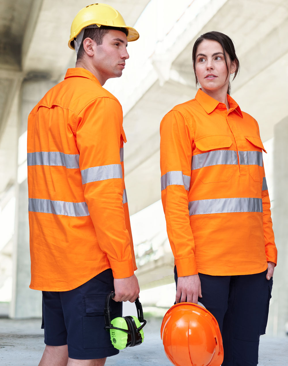 Unisex Hi-Vis Cool Breeze Closed Front Ls Shirt With Perforated Tape