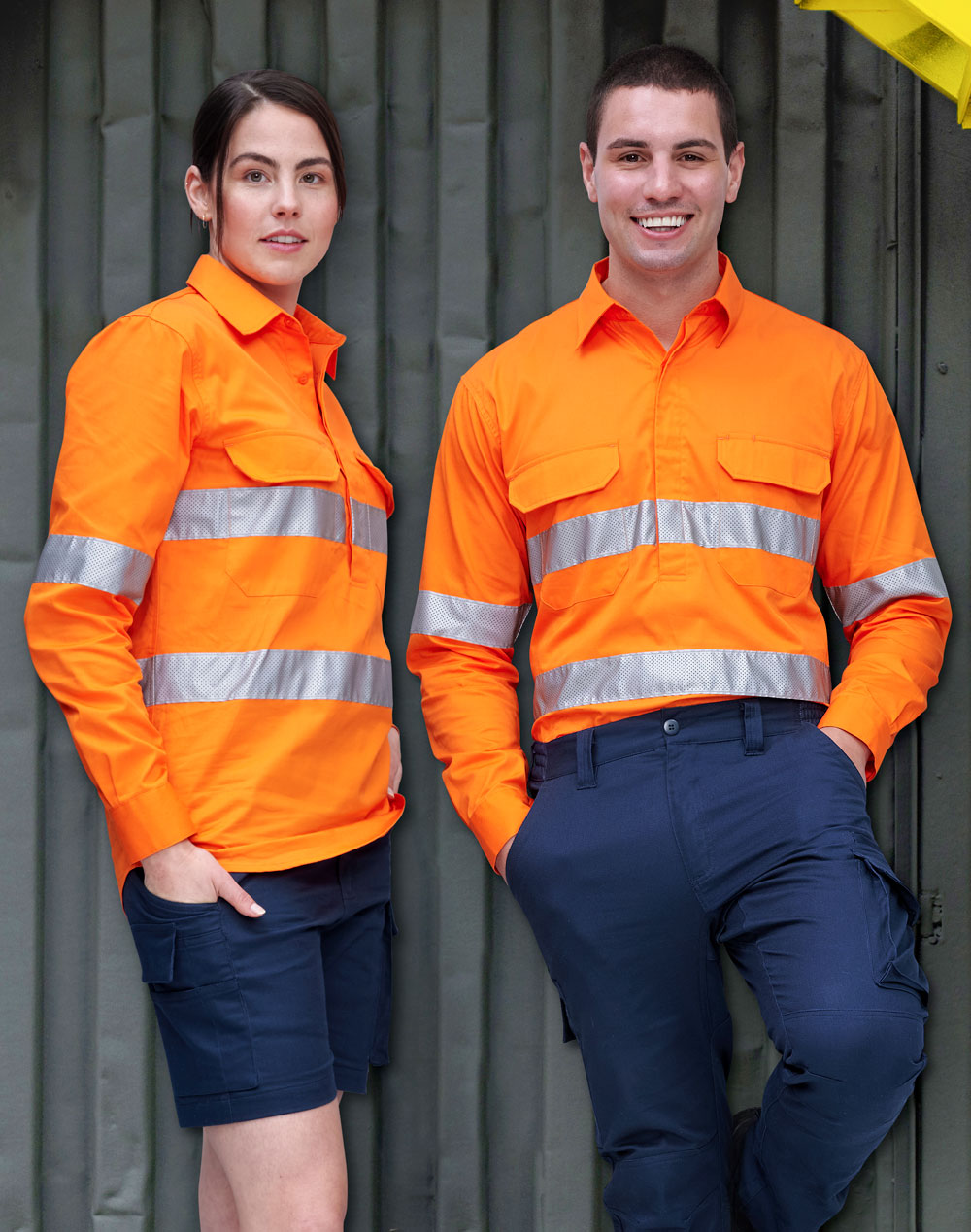 Unisex Hi-Vis Cool Breeze Closed Front Ls Shirt With Perforated Tape