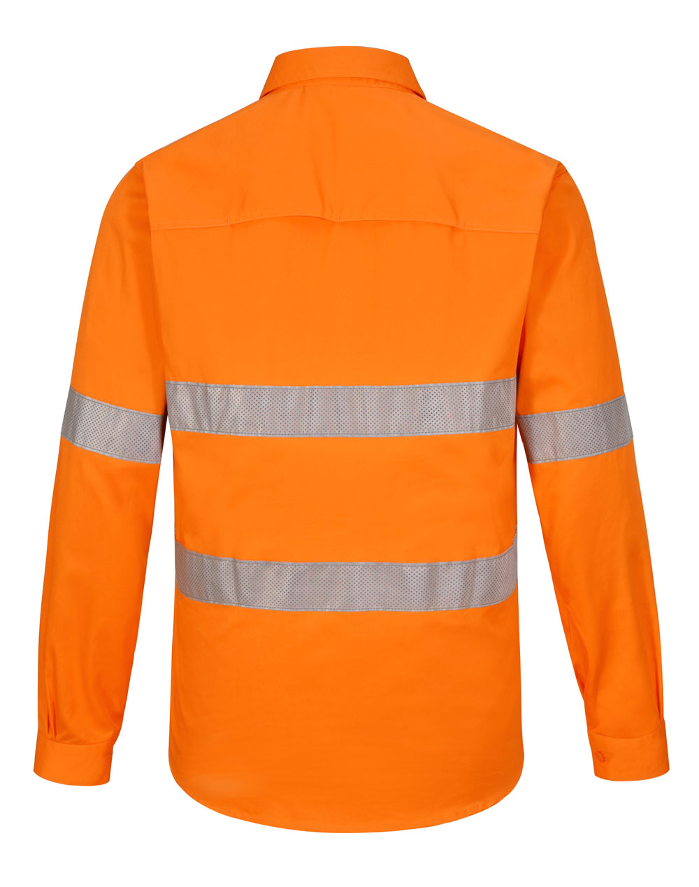 Unisex Hi-Vis Cool Breeze Closed Front Ls Shirt With Perforated Tape - Orange