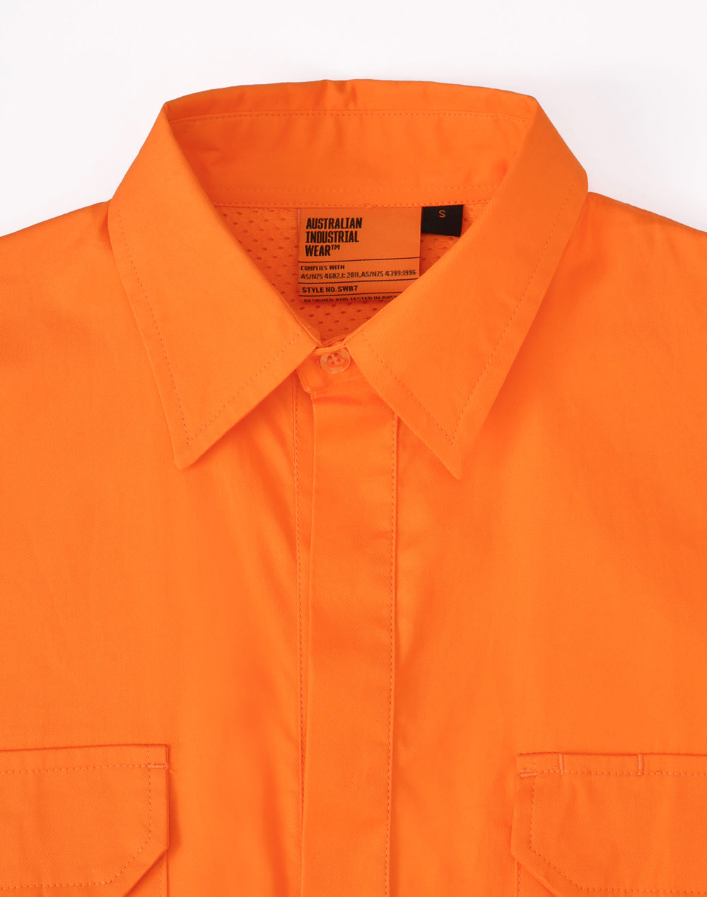 Unisex Hi-Vis Cool Breeze Closed Front Ls Shirt With Perforated Tape - Orange