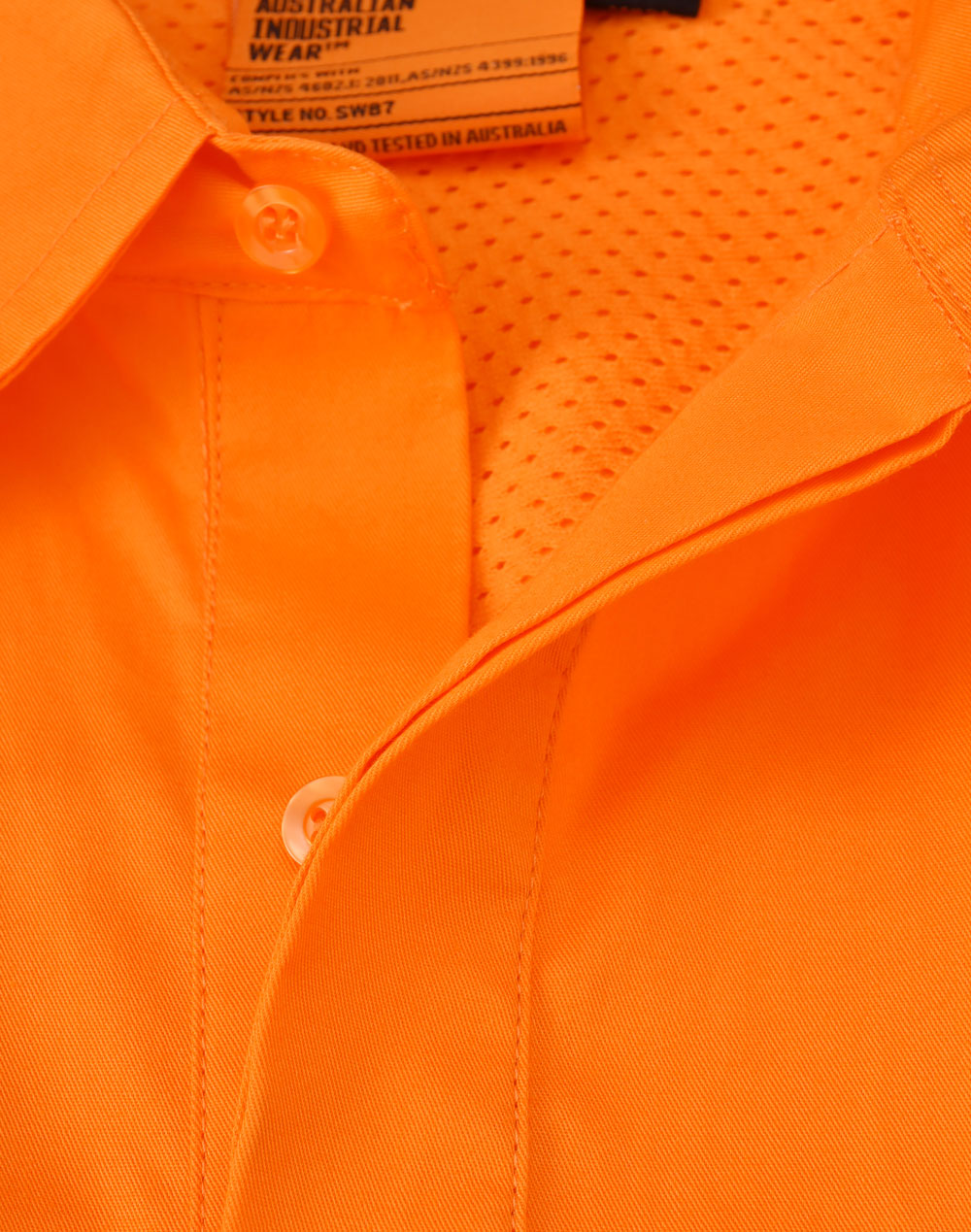 Unisex Hi-Vis Cool Breeze Closed Front Ls Shirt With Perforated Tape - Orange
