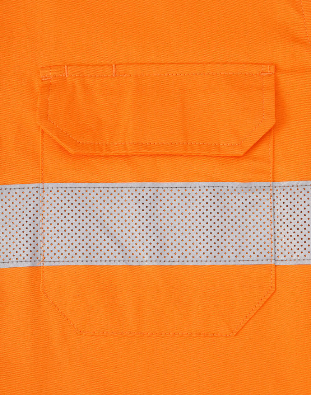 Unisex Hi-Vis Cool Breeze Closed Front Ls Shirt With Perforated Tape - Orange