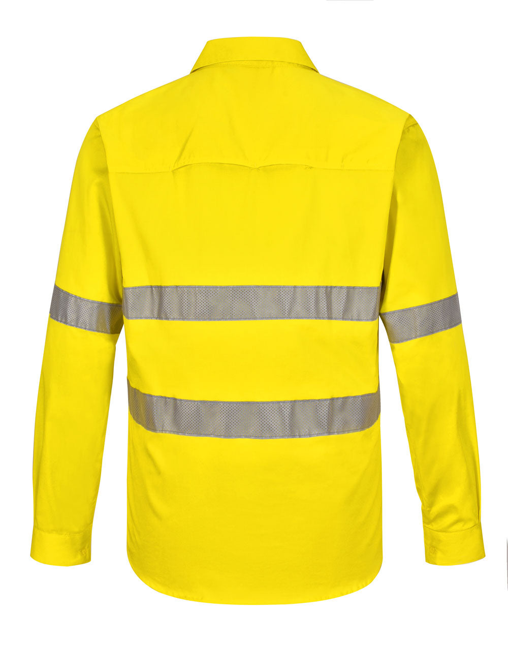 Unisex Hi-Vis Cool Breeze Closed Front Ls Shirt With Perforated Tape - Yellow