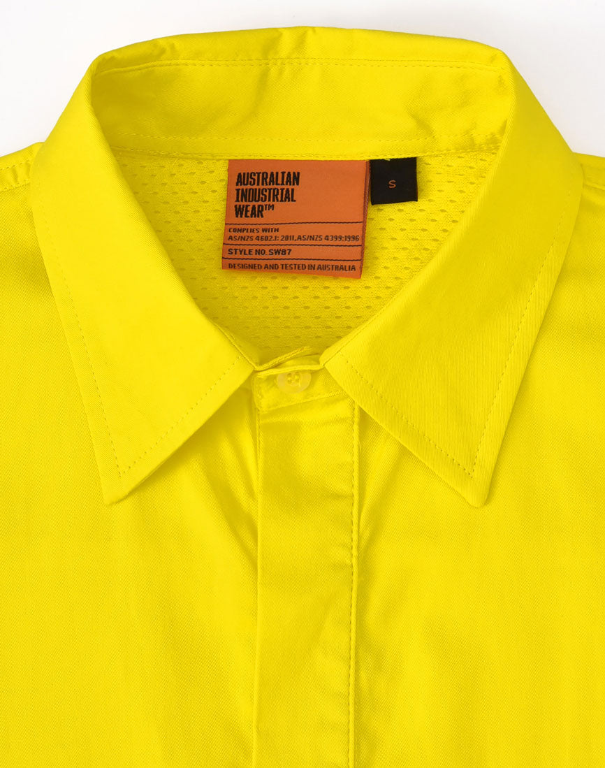 Unisex Hi-Vis Cool Breeze Closed Front Ls Shirt With Perforated Tape - Yellow