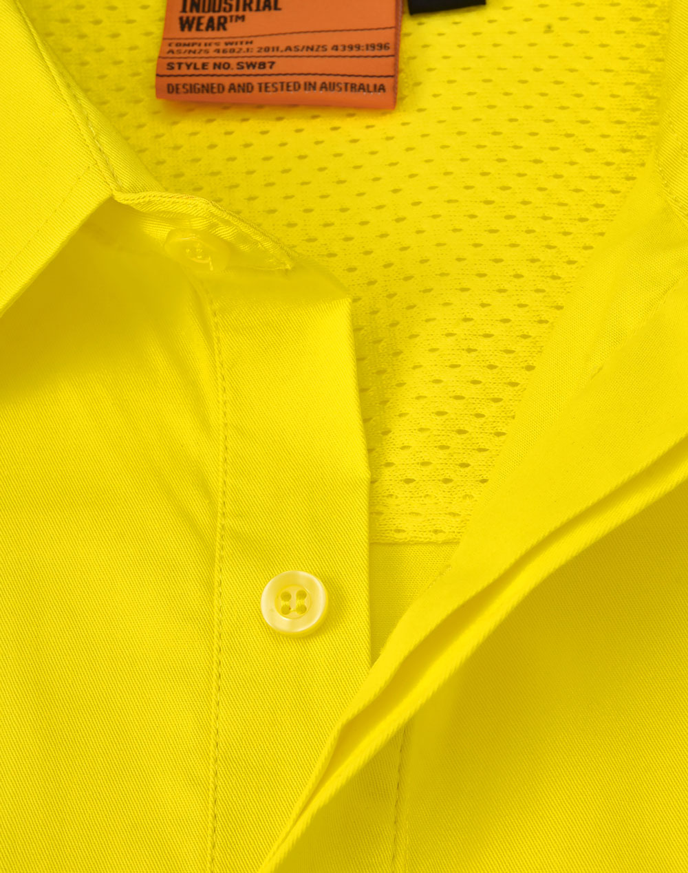 Unisex Hi-Vis Cool Breeze Closed Front Ls Shirt With Perforated Tape - Yellow