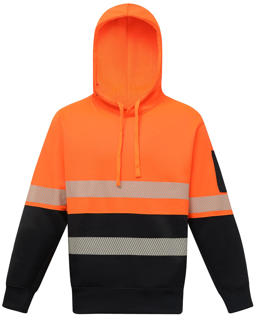 Hi-Vis Two Tone Safety Hoodies With Segmented Tapes - Orange Navy