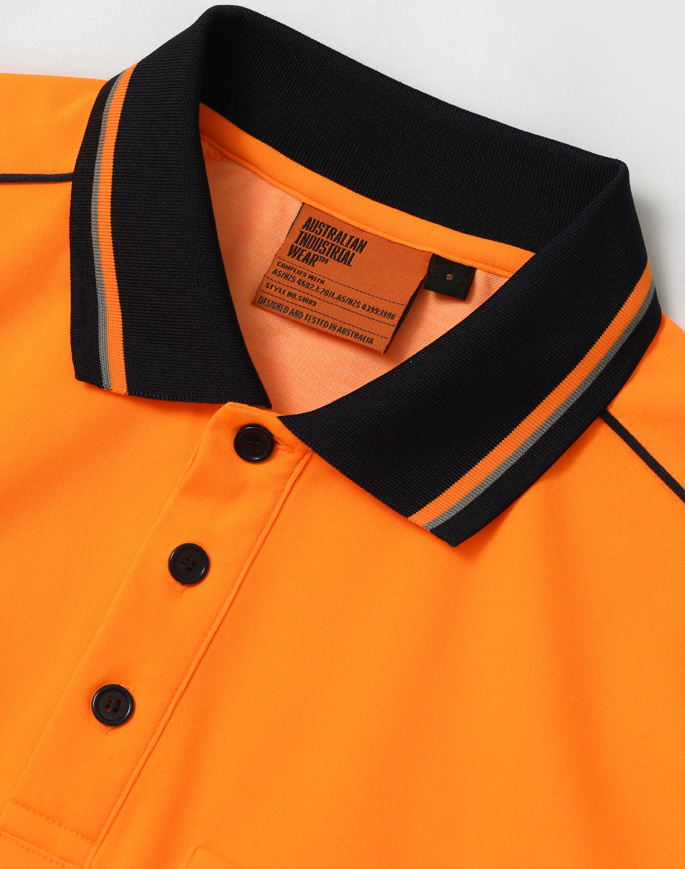 Hi-Vis Sustainable Cool-Breeze Safety Polo - Orange Navy