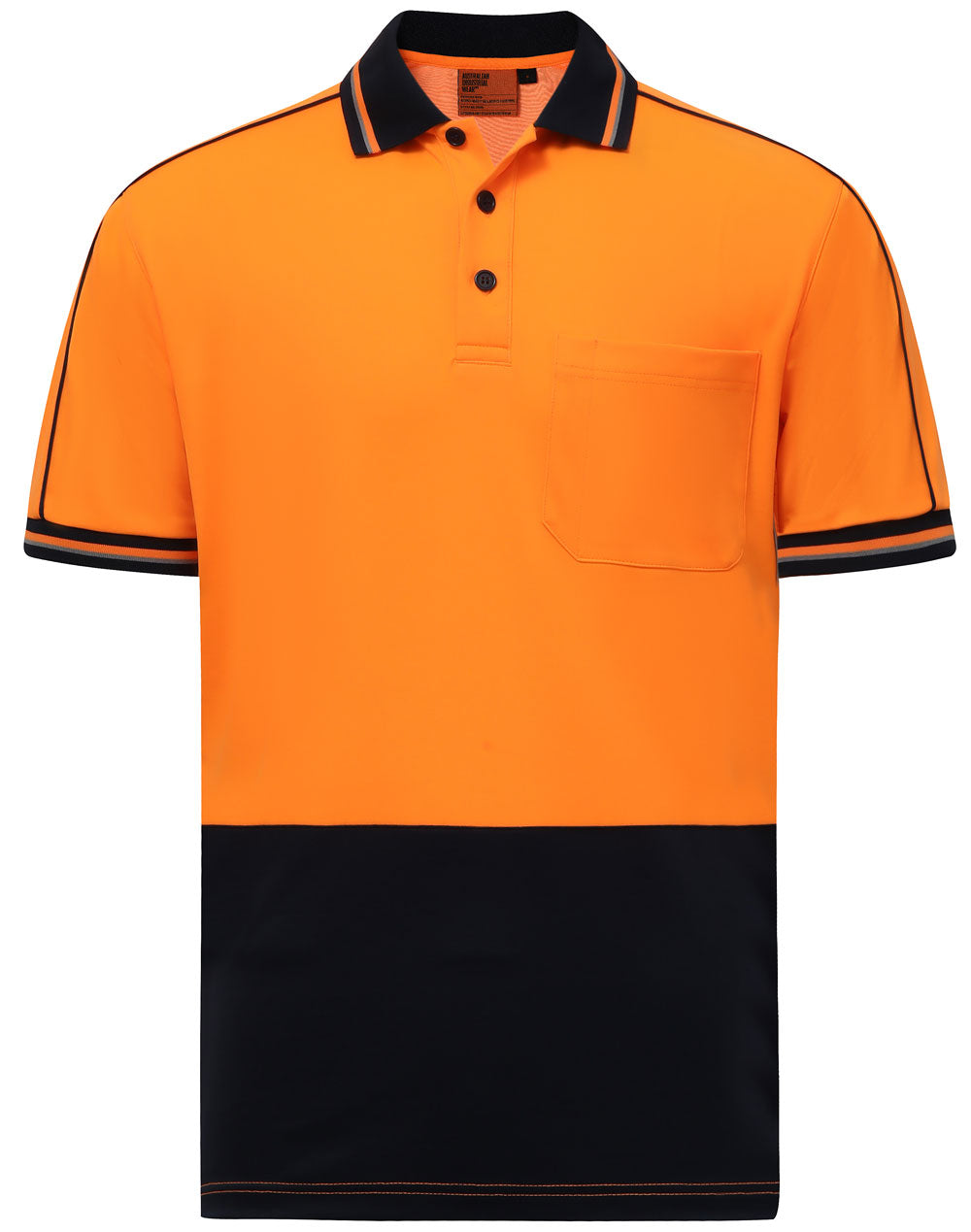 Hi-Vis Sustainable Cool-Breeze Safety Polo - Orange Navy