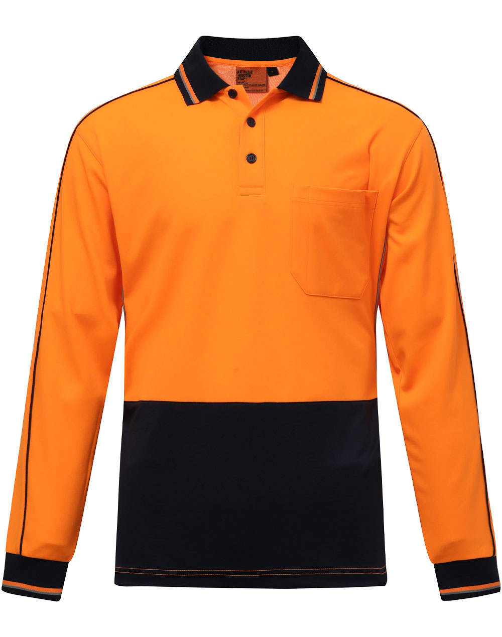 Hi-Vis Sustainable Cool-Breeze Safety Polo - Orange Navy